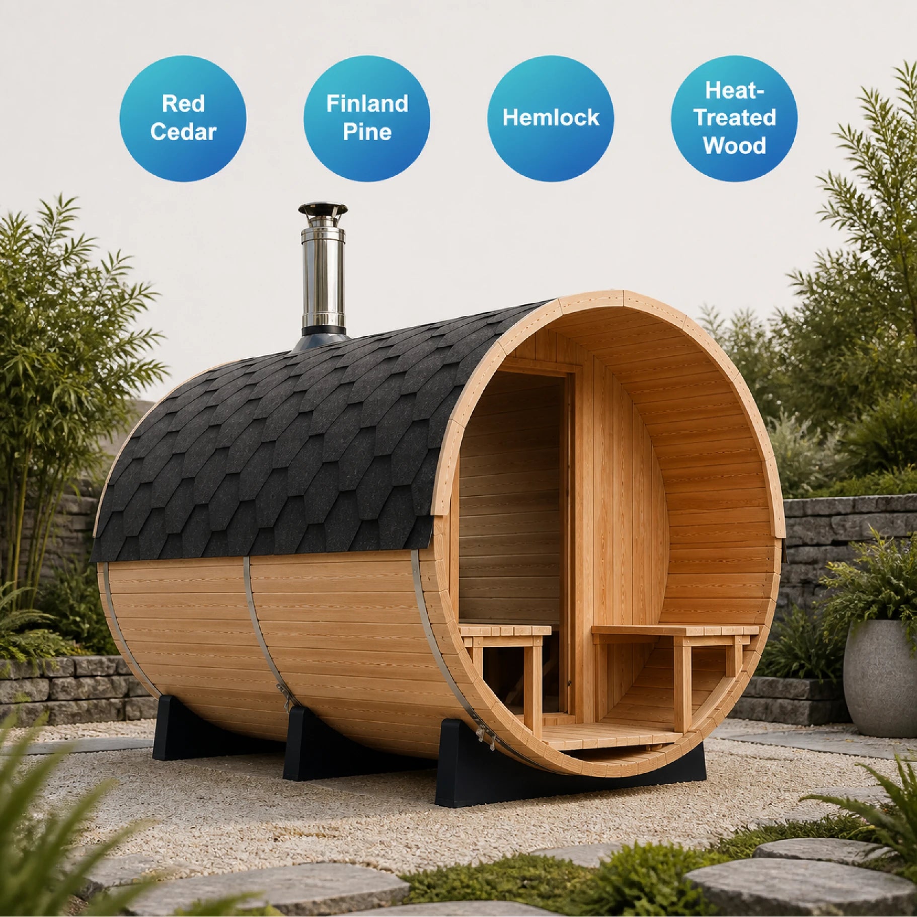Alethea 4-Person Barrel Sauna — view 04
