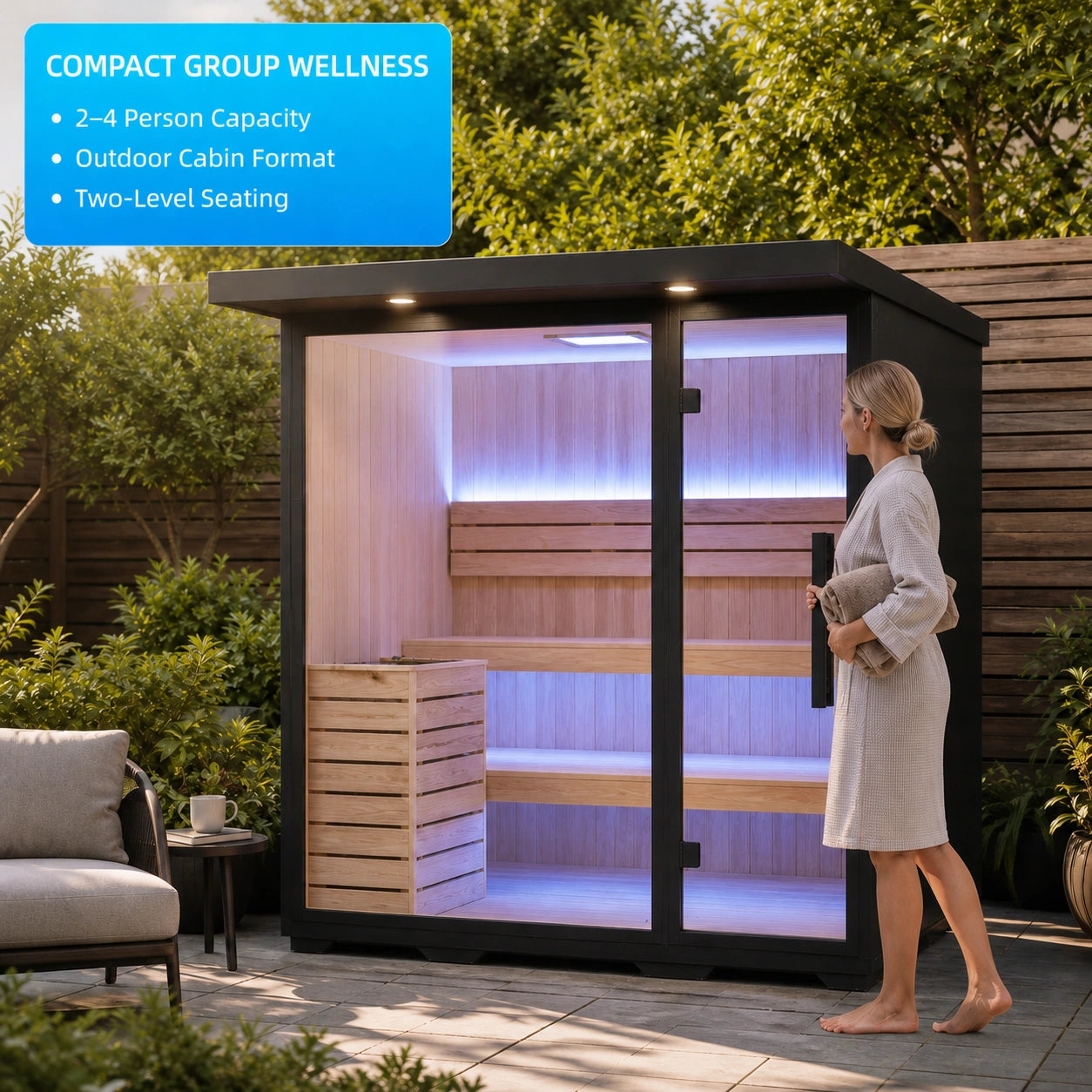 Arclume 2-4 Person Outdoor Sauna — view 03