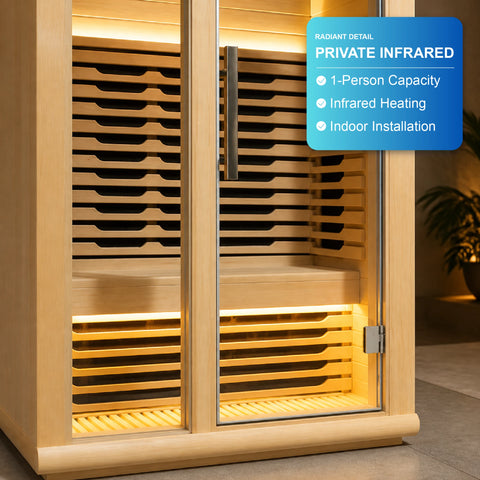 Hemlora 1-Person Indoor Infrared Sauna Cabin — view 04