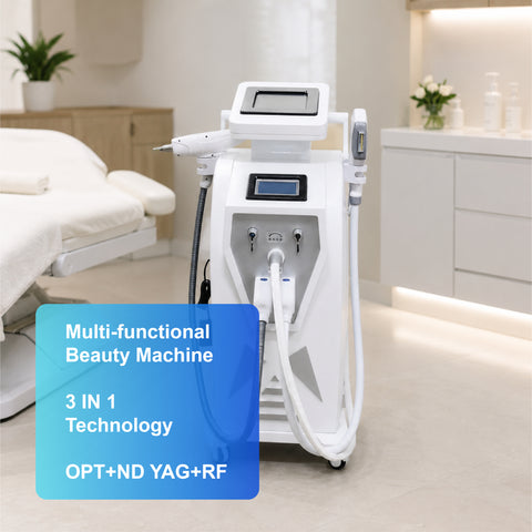 Máquina láser para depilación + eliminación de tatuajes + lifting facial por radiofrecuencia