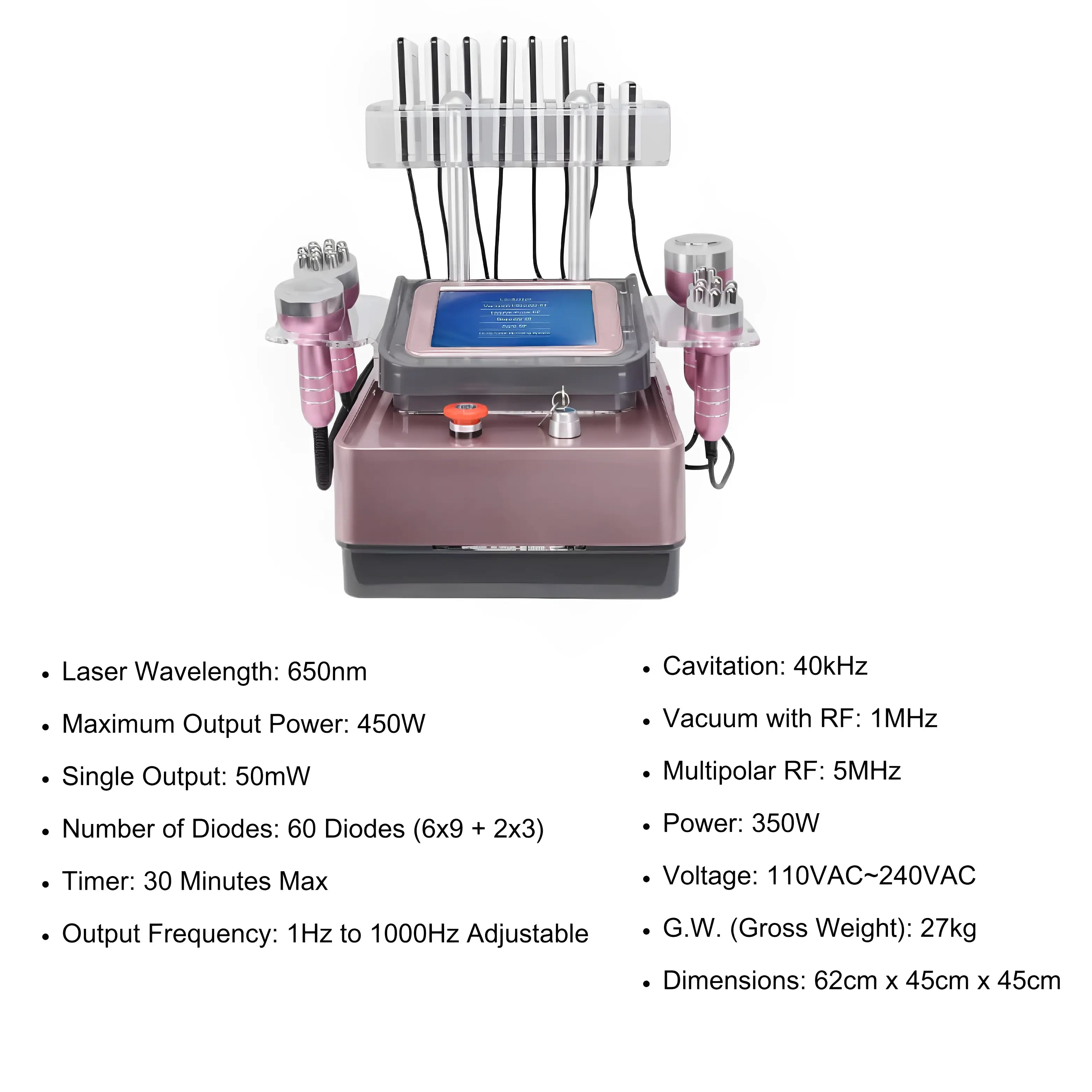 Máquina de adelgazamiento Lipo Laser 40K Cavitación 6 en 1