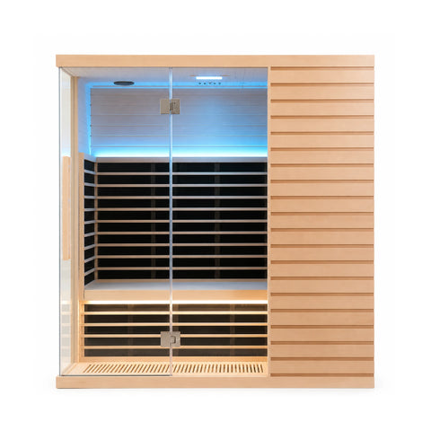 Lumerva Full-Glass L-Shape Infrared Sauna Cabin — view 01