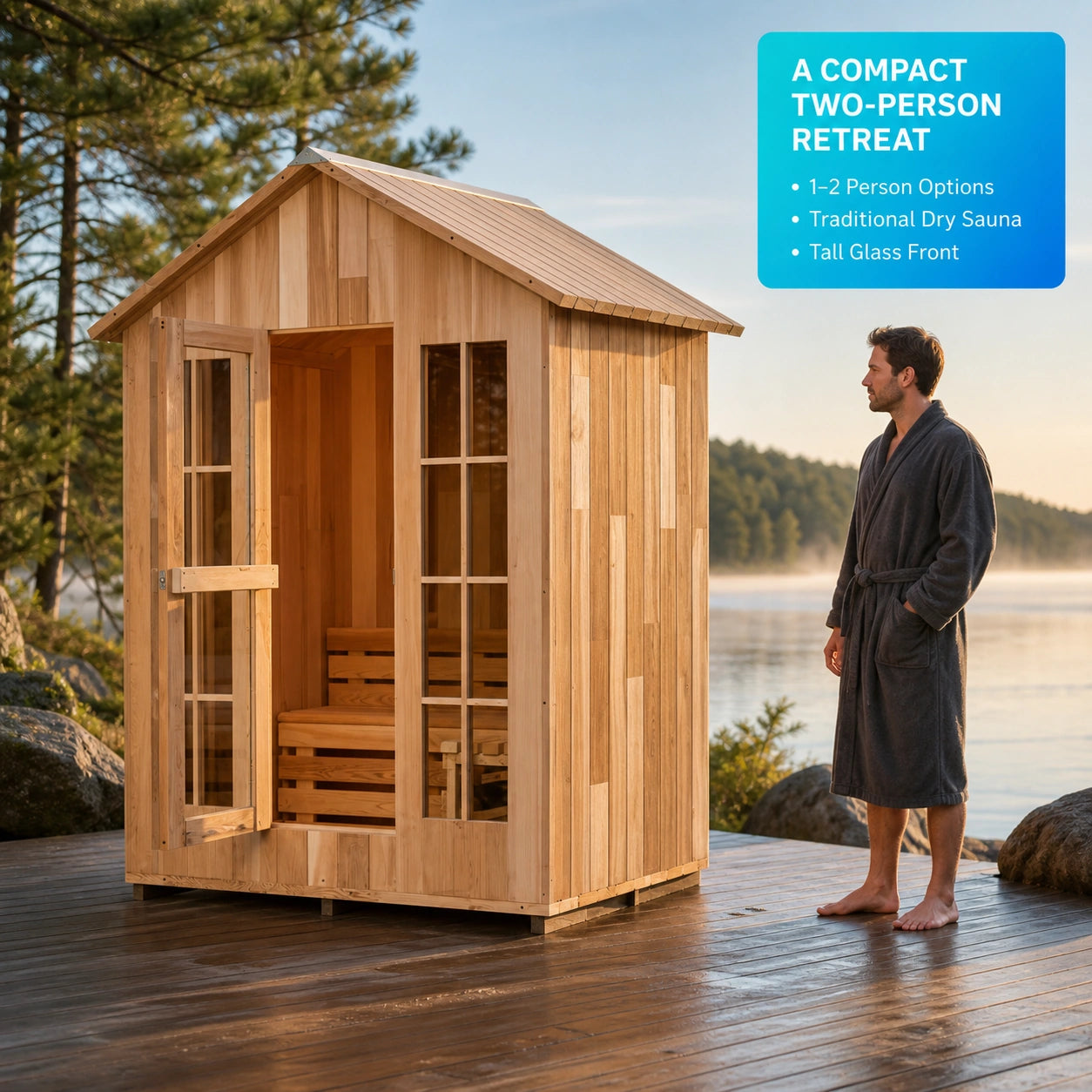 Lunavera Outdoor Traditional 2-Person Dry Sauna Cabin — view 03