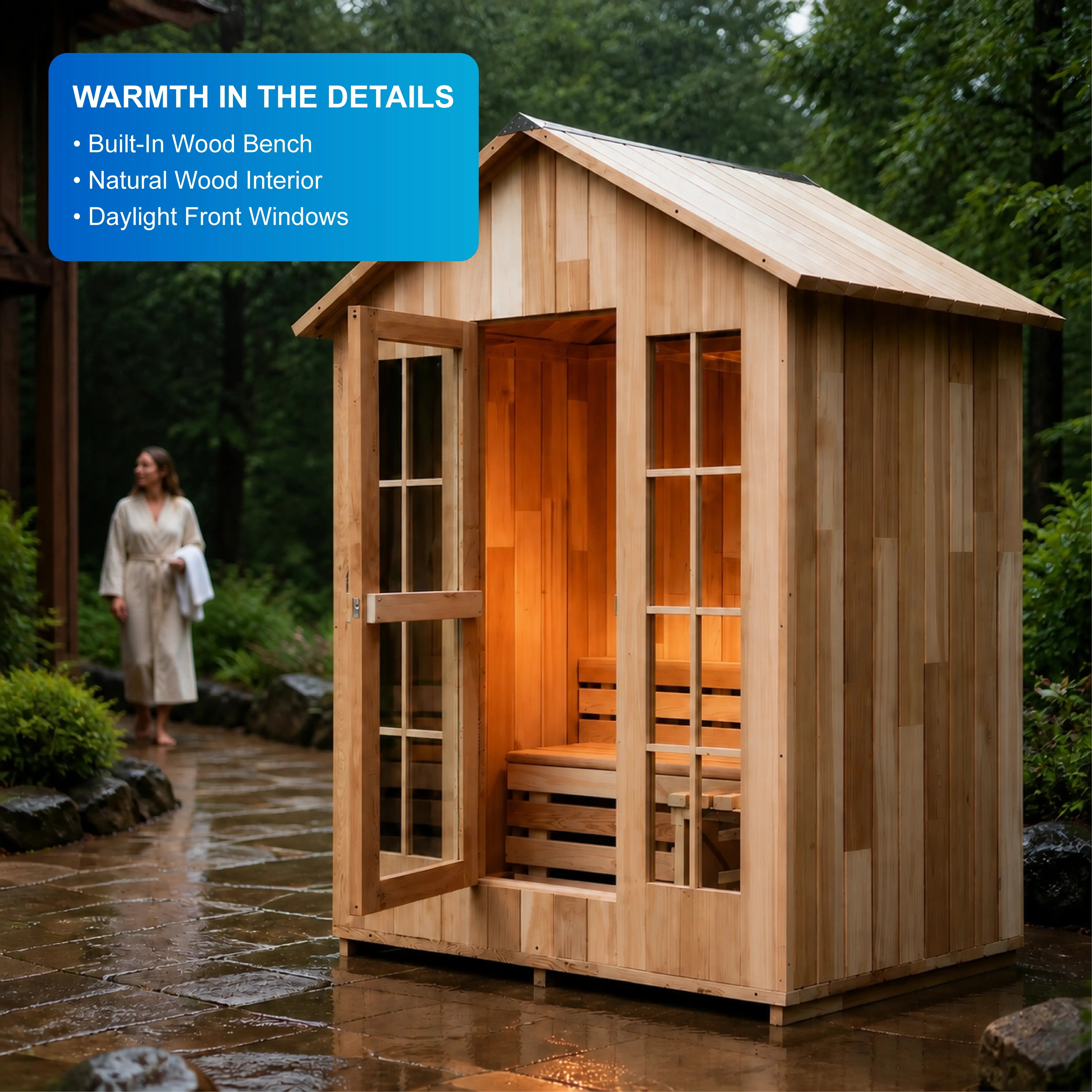 Lunavera Outdoor Traditional 2-Person Dry Sauna Cabin — view 05