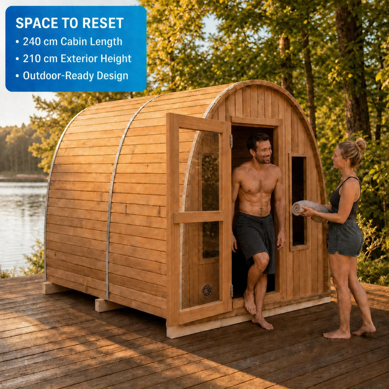 Olivara Premium Outdoor Wooden Sauna Cabin — view 06