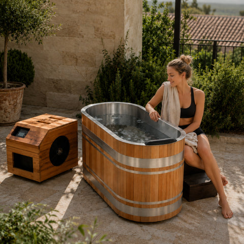 Rovessa Oval Wood-Clad Cold Plunge with Chiller