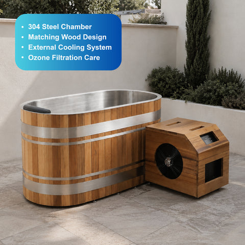 Rovessa Oval Wood-Clad Cold Plunge with Chiller