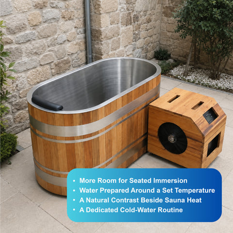Rovessa Oval Wood-Clad Cold Plunge with Chiller