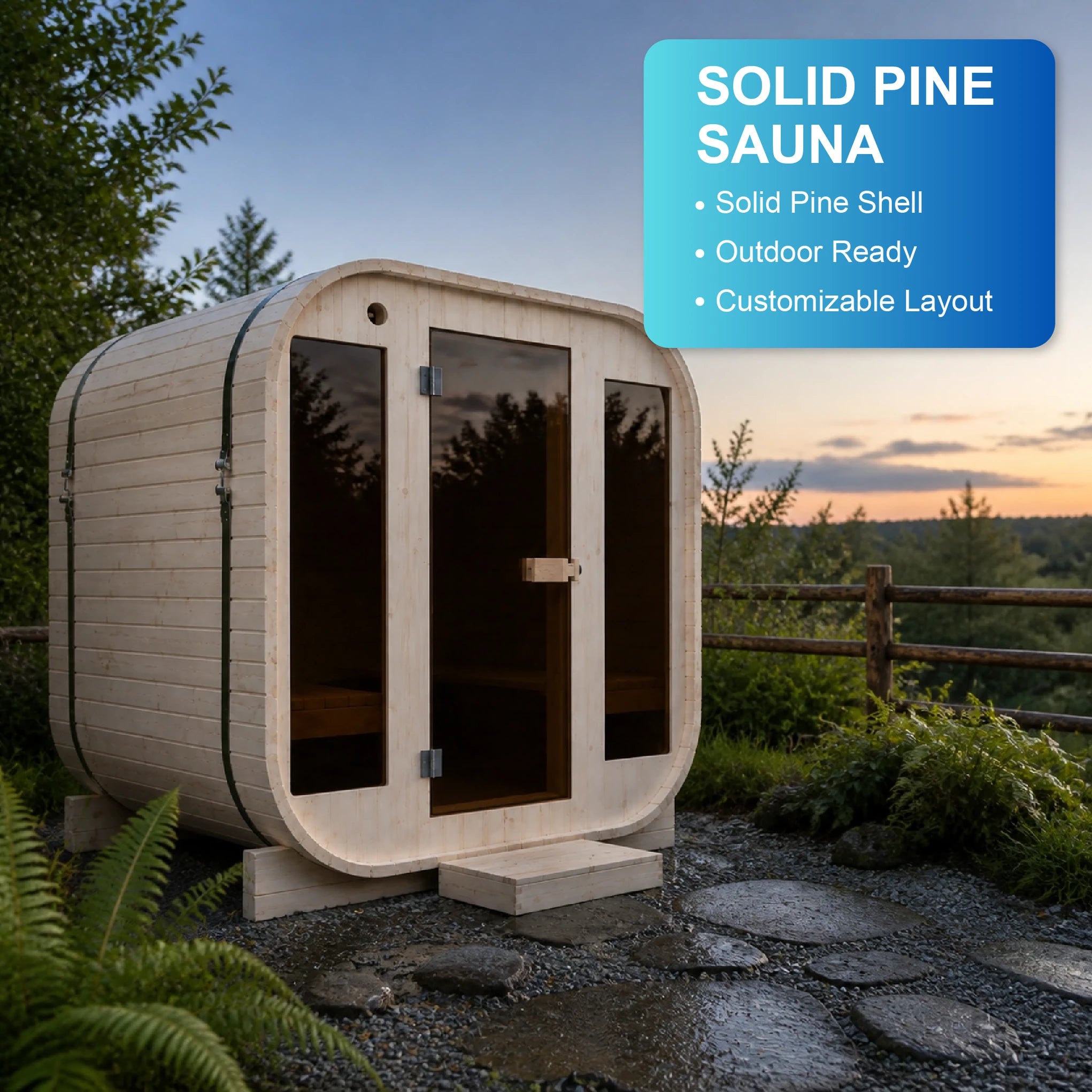 Sylvara Solid Pine Outdoor Sauna — view 03