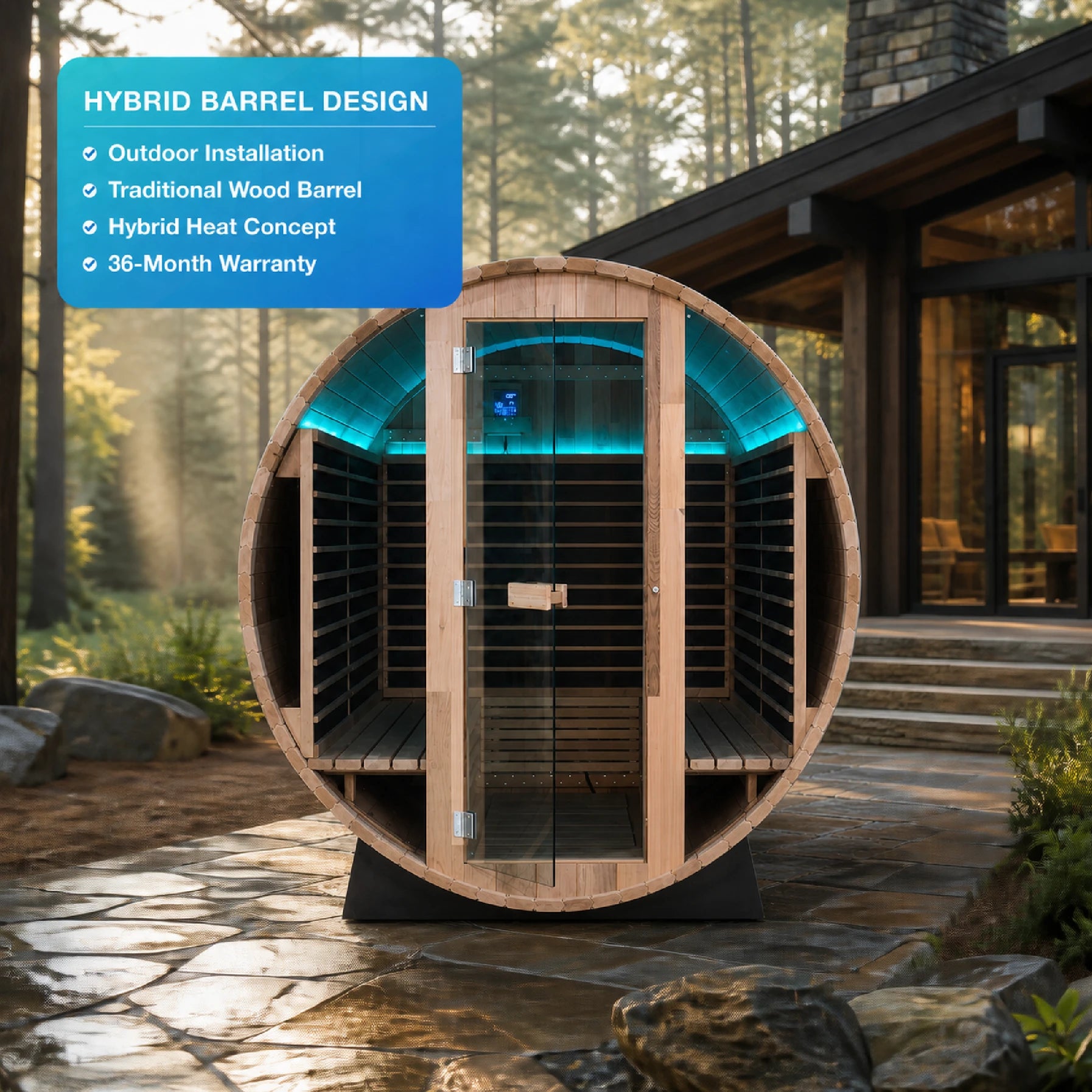 Virelda Outdoor Hybrid Barrel Sauna Cabin — view 03