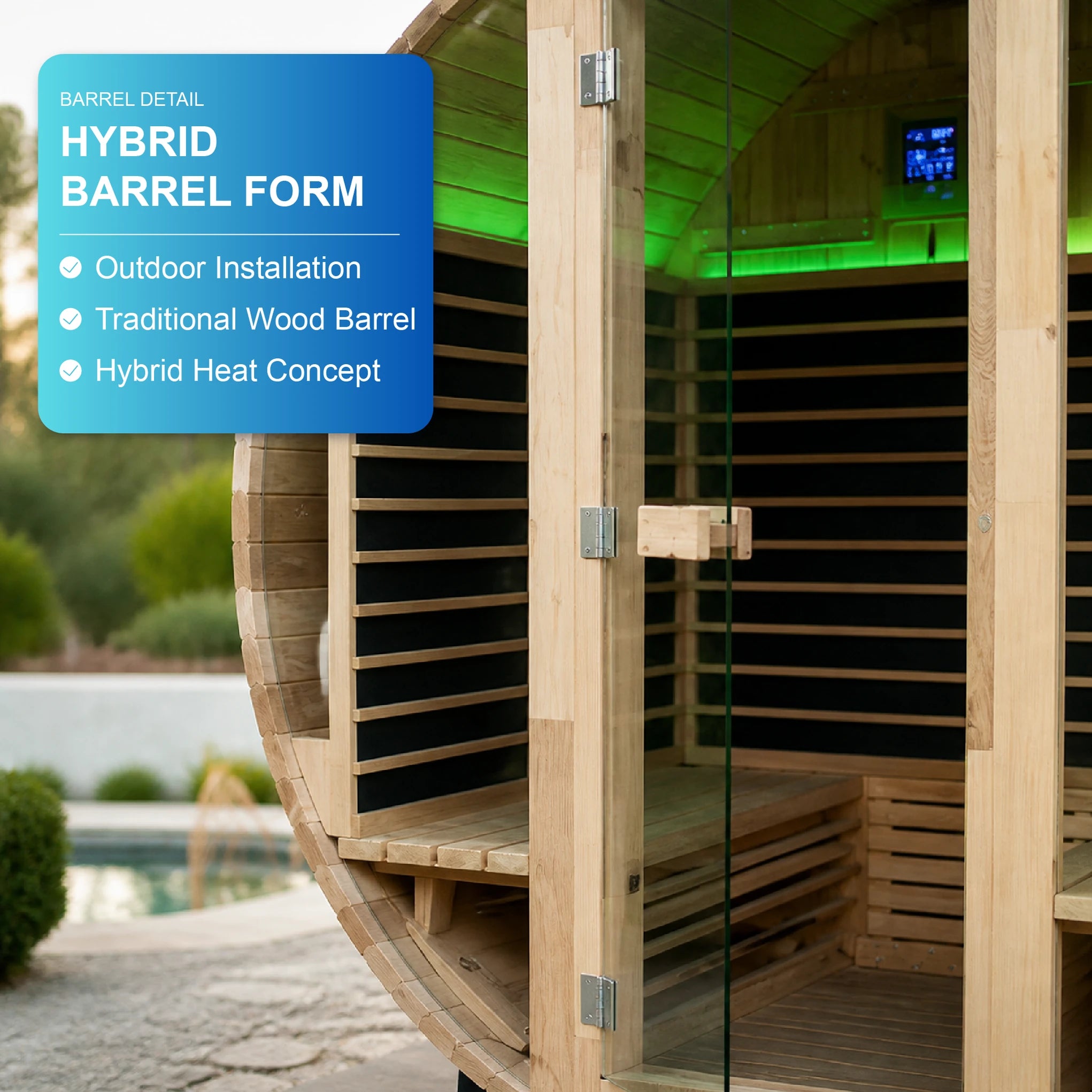 Virelda Outdoor Hybrid Barrel Sauna Cabin — view 04