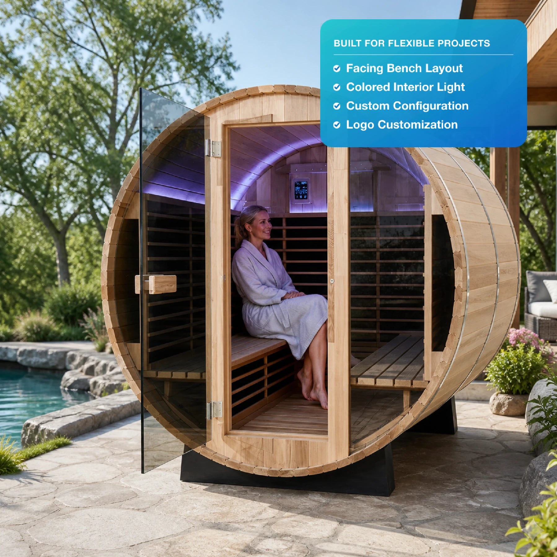 Virelda Outdoor Hybrid Barrel Sauna Cabin — view 05