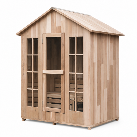 Cedriva Outdoor Sauna Cabin angled exterior view