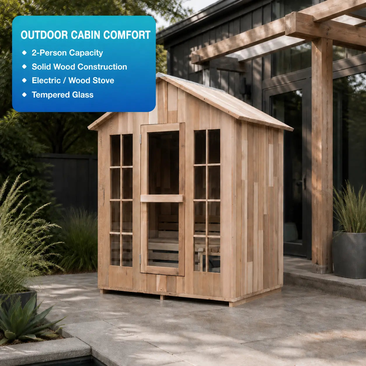 Cedriva Outdoor Sauna Cabin in a garden setting