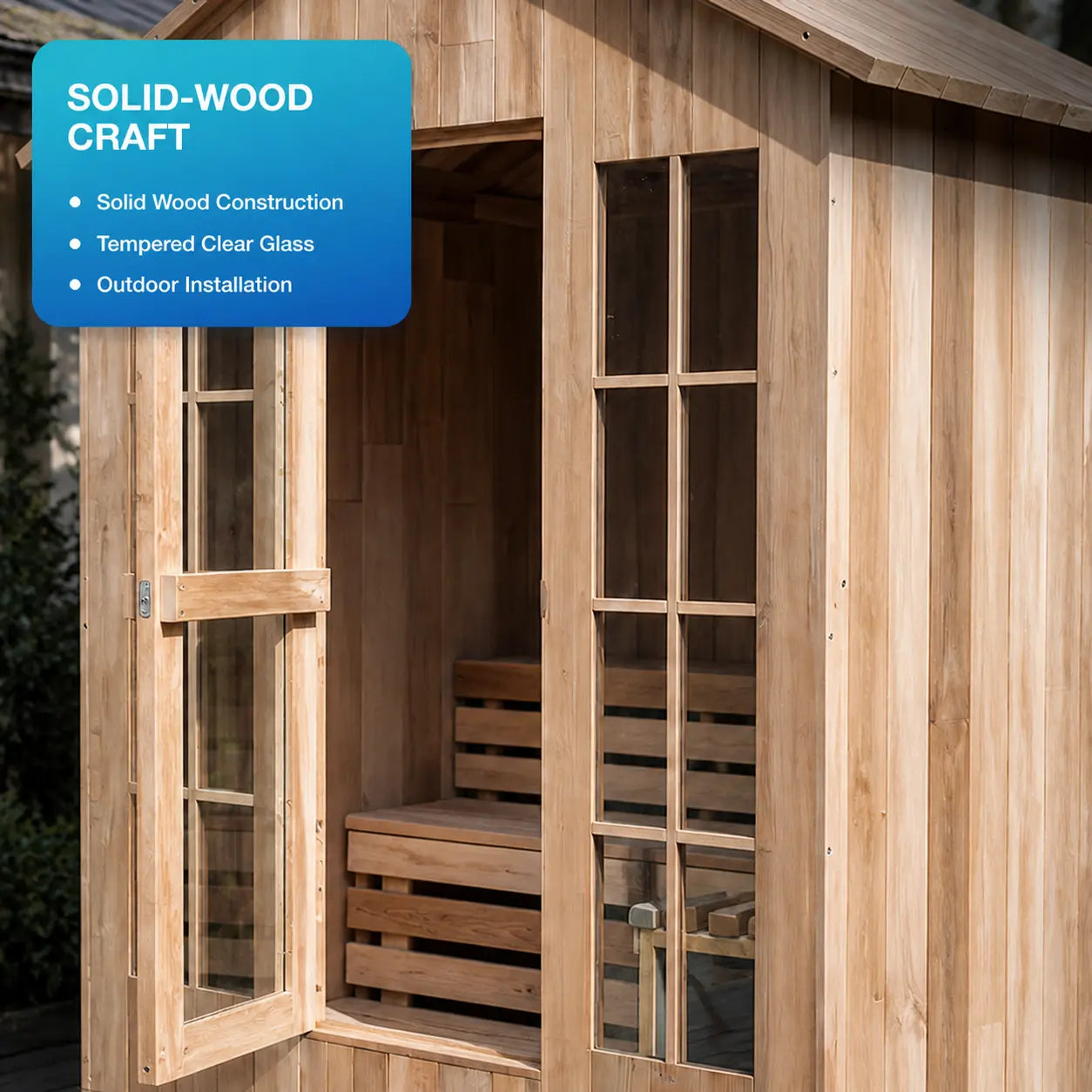 Cedriva Outdoor Sauna Cabin close view with door open