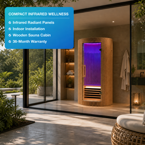 Solvane Luxury Indoor Infrared Sauna Cabin — wide lifestyle view